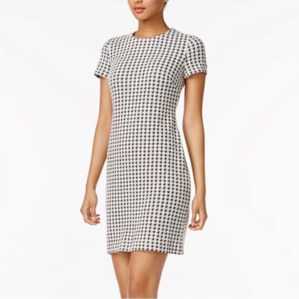 Calvin Klein B & W Houndstooth Knit Dress